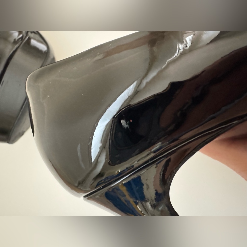 Yves Saint Laurent YSL Tribute Black Patent Leather Platform Heels Pumps 37.5 - Picture 10 of 12